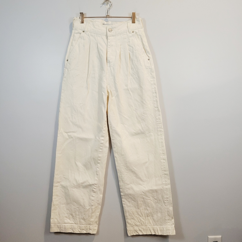 Zara | High Rise Wide Leg Ivory Jeans